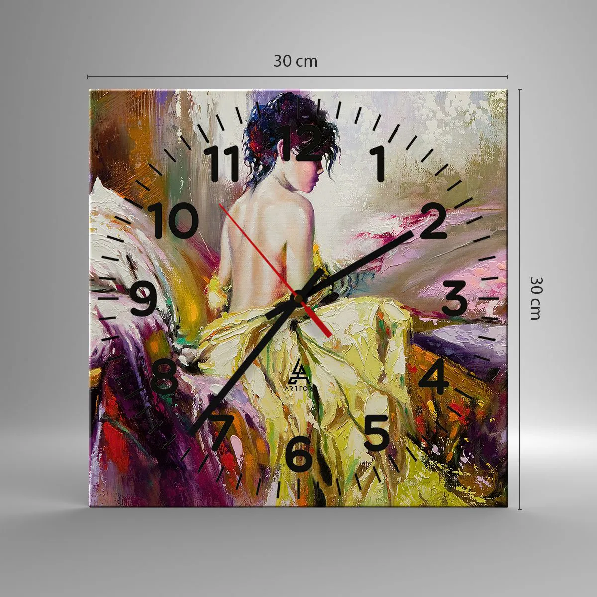 Ceas de perete - Ceas pe sticlă - Mi-aș muia buzele în paharul cu vin de pe masa ta - 30x30 cm