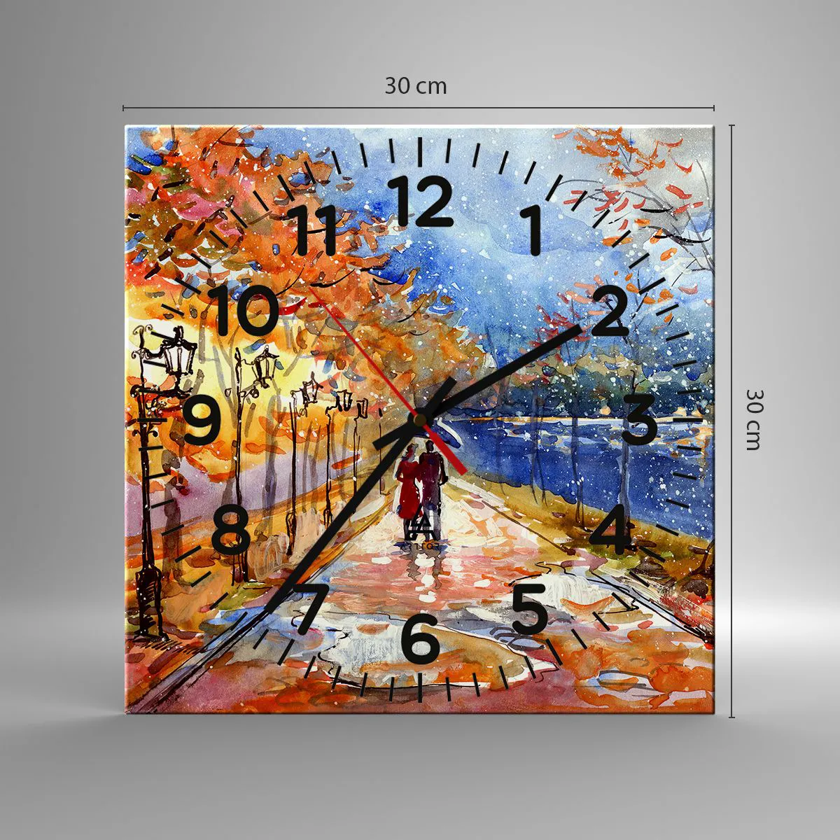 Ceas de perete - Ceas pe sticlă - Împreună până la limita de timp - 30x30 cm