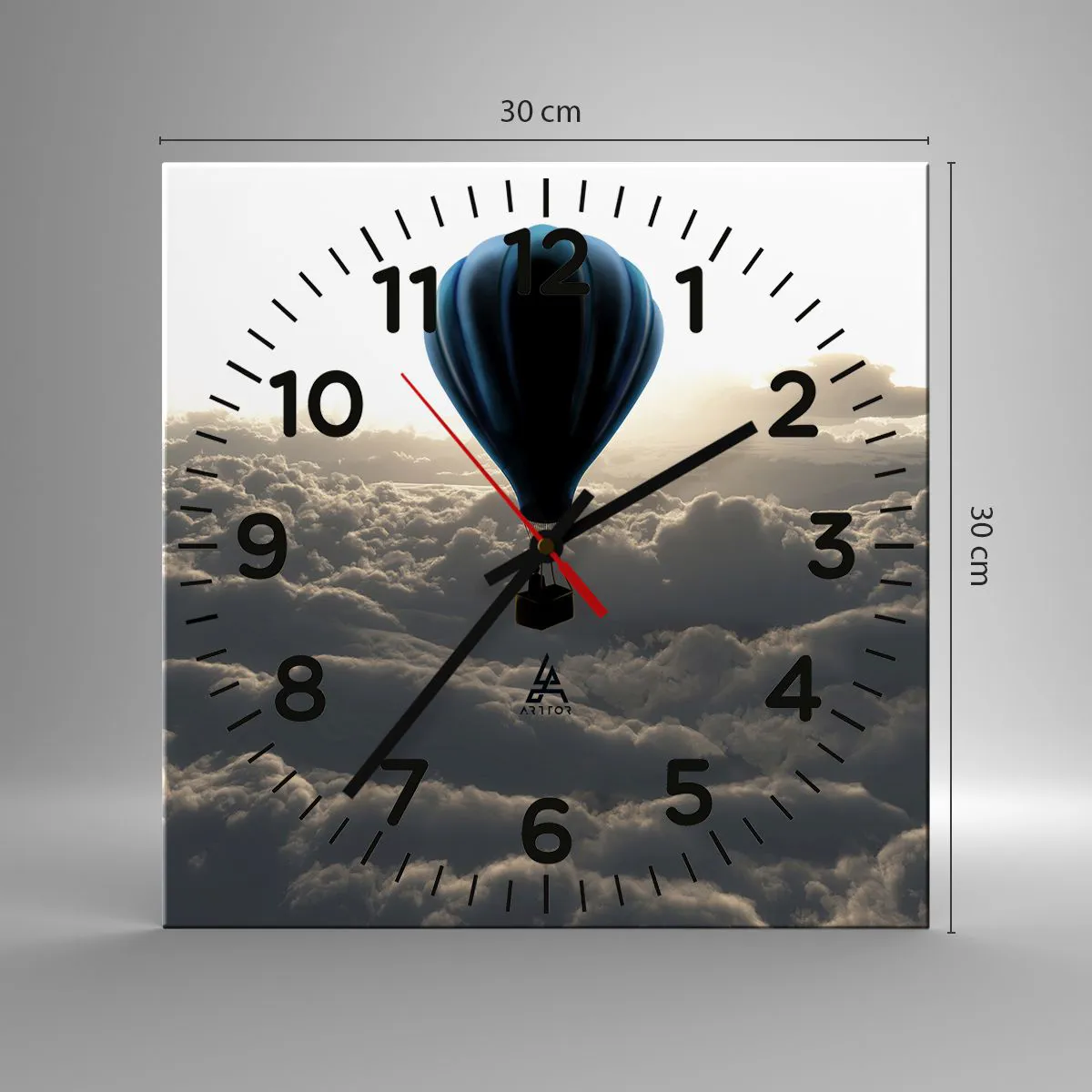 Väggklocka - Klocka på glas - Vandrare över molnen - 30x30 cm