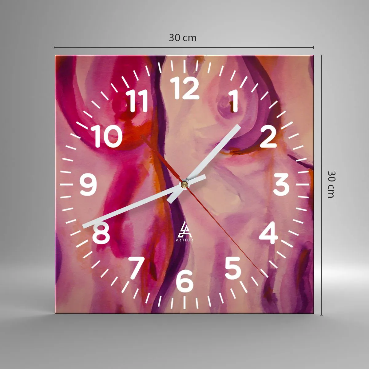 Ceas de perete - Ceas pe sticlă - Oda feminității - 30x30 cm