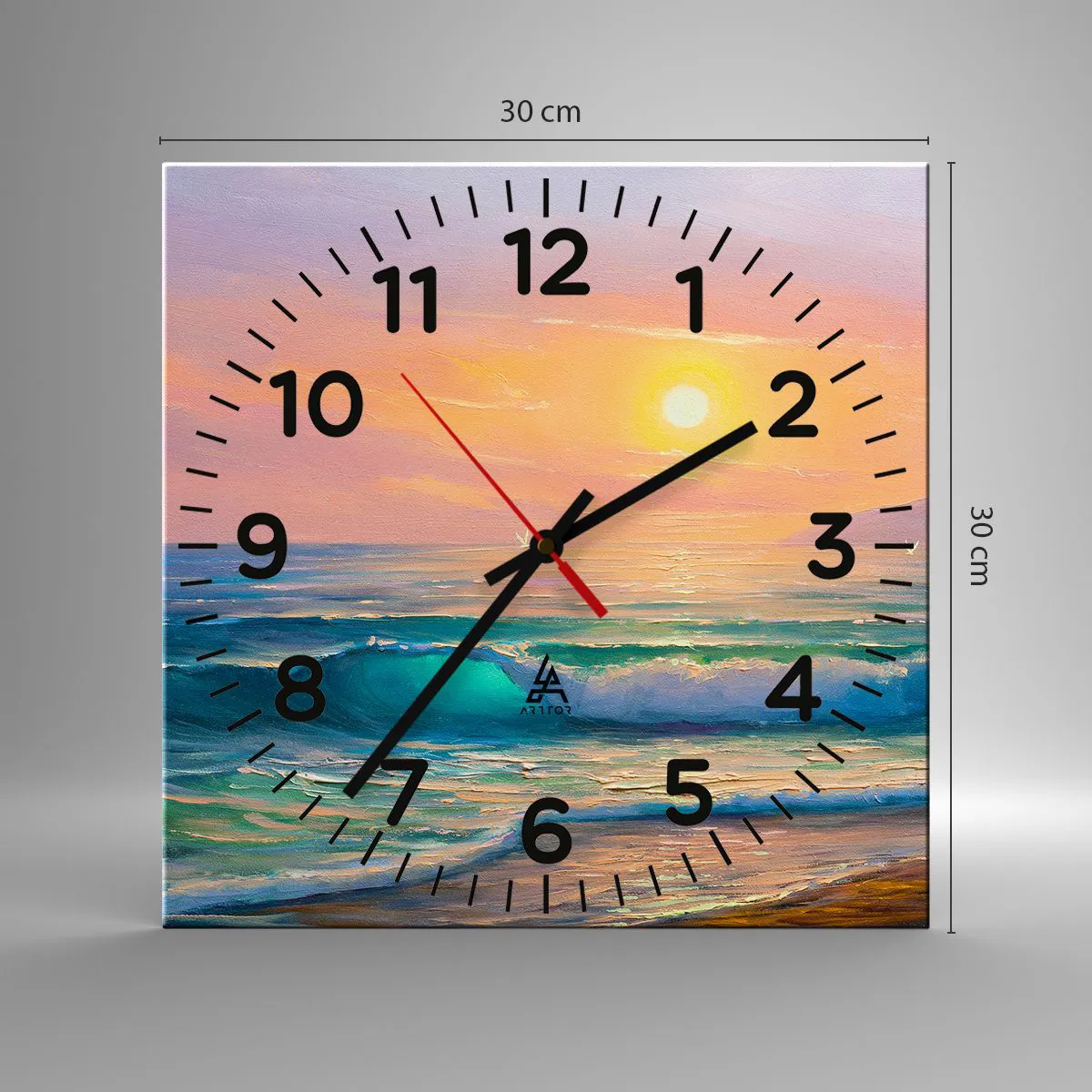 Horloge murale - Pendule murale - Le chant turquoise des vagues - 30x30 cm