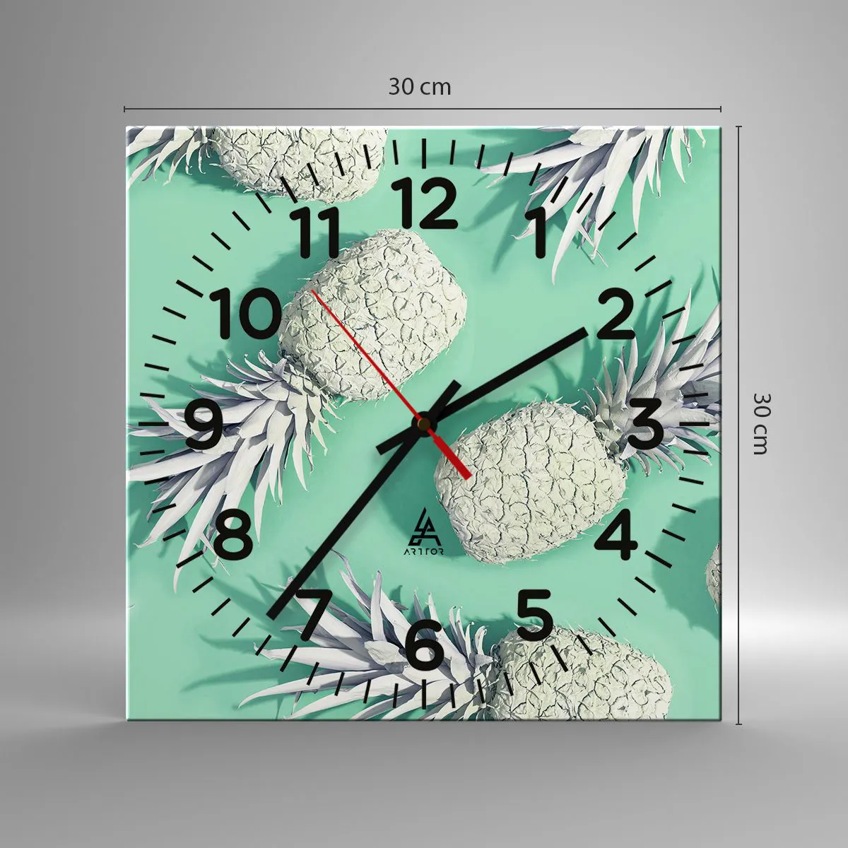 Ceas de perete - Ceas pe sticlă - Merge bine cu mentă - 30x30 cm