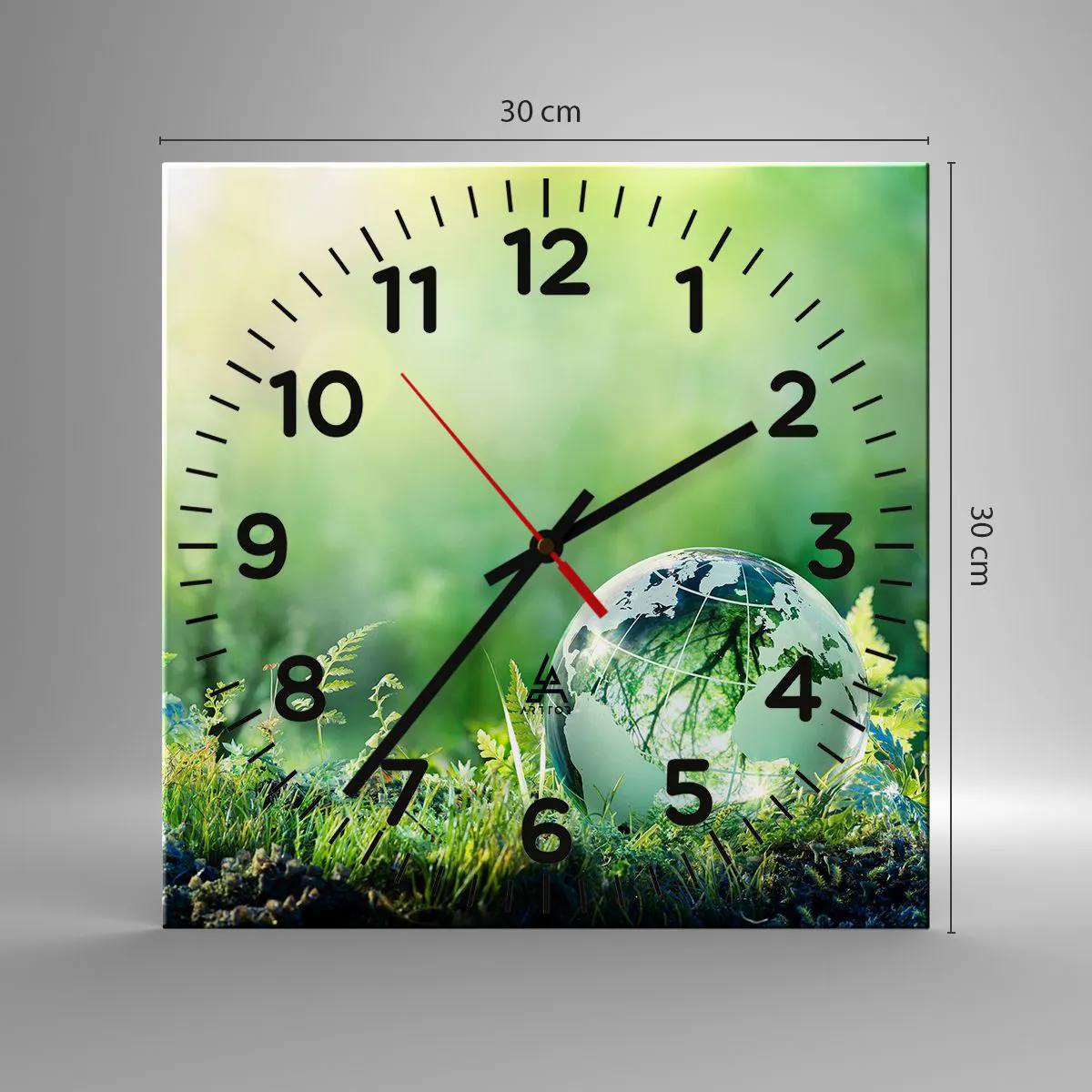 Wanduhr - Glasuhr - Der grüne Planet - 30x30 cm