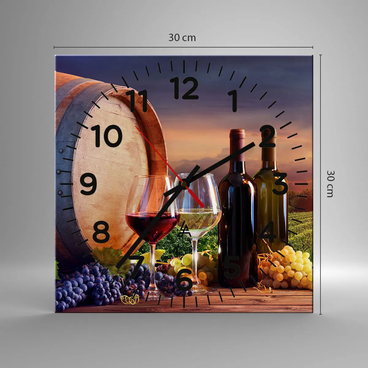 Wall clock - Clock on glass - Here Life Is Full of Flavour - 30x30 cm