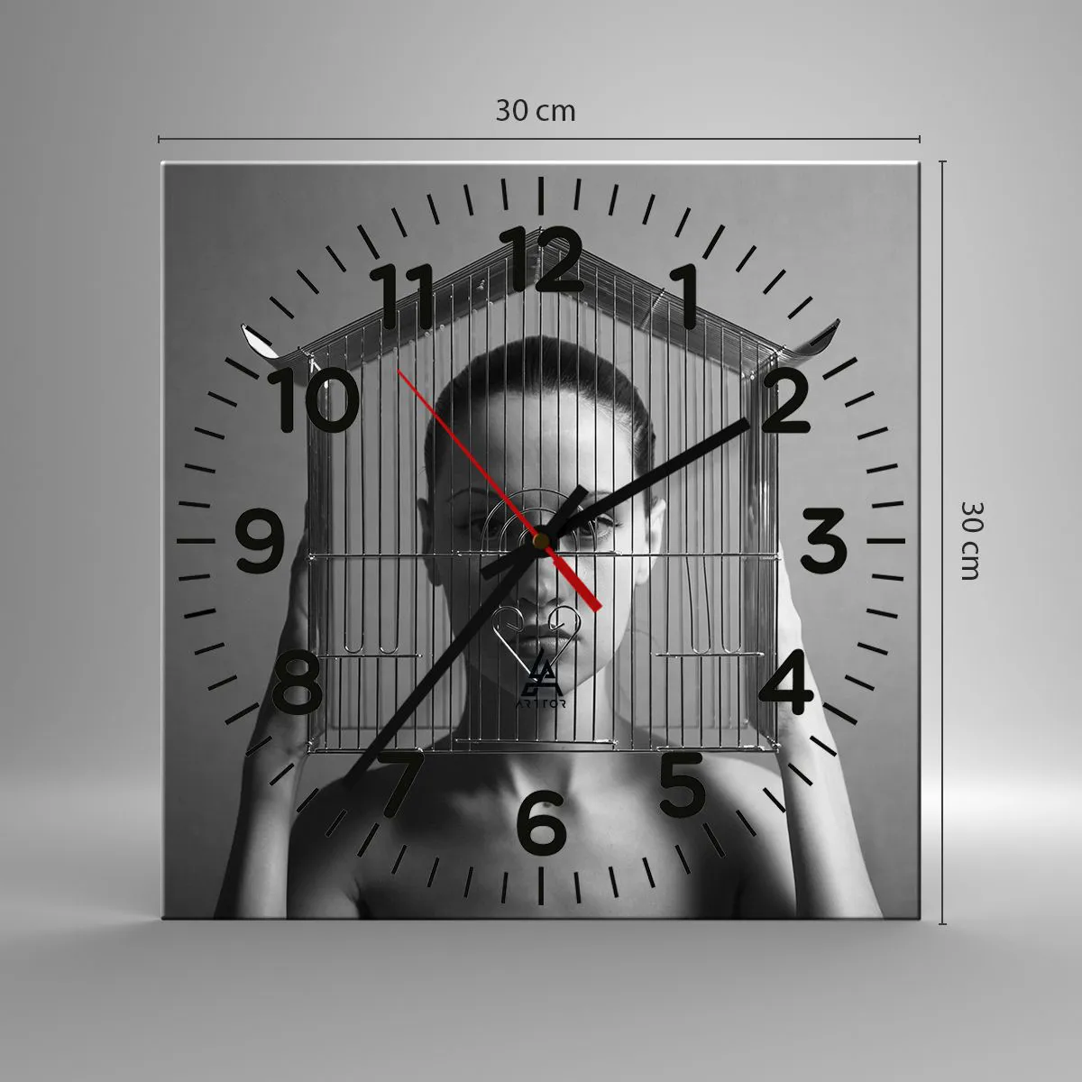 Wanduhr - Glasuhr - Ein leicht surreales Portrait - 30x30 cm