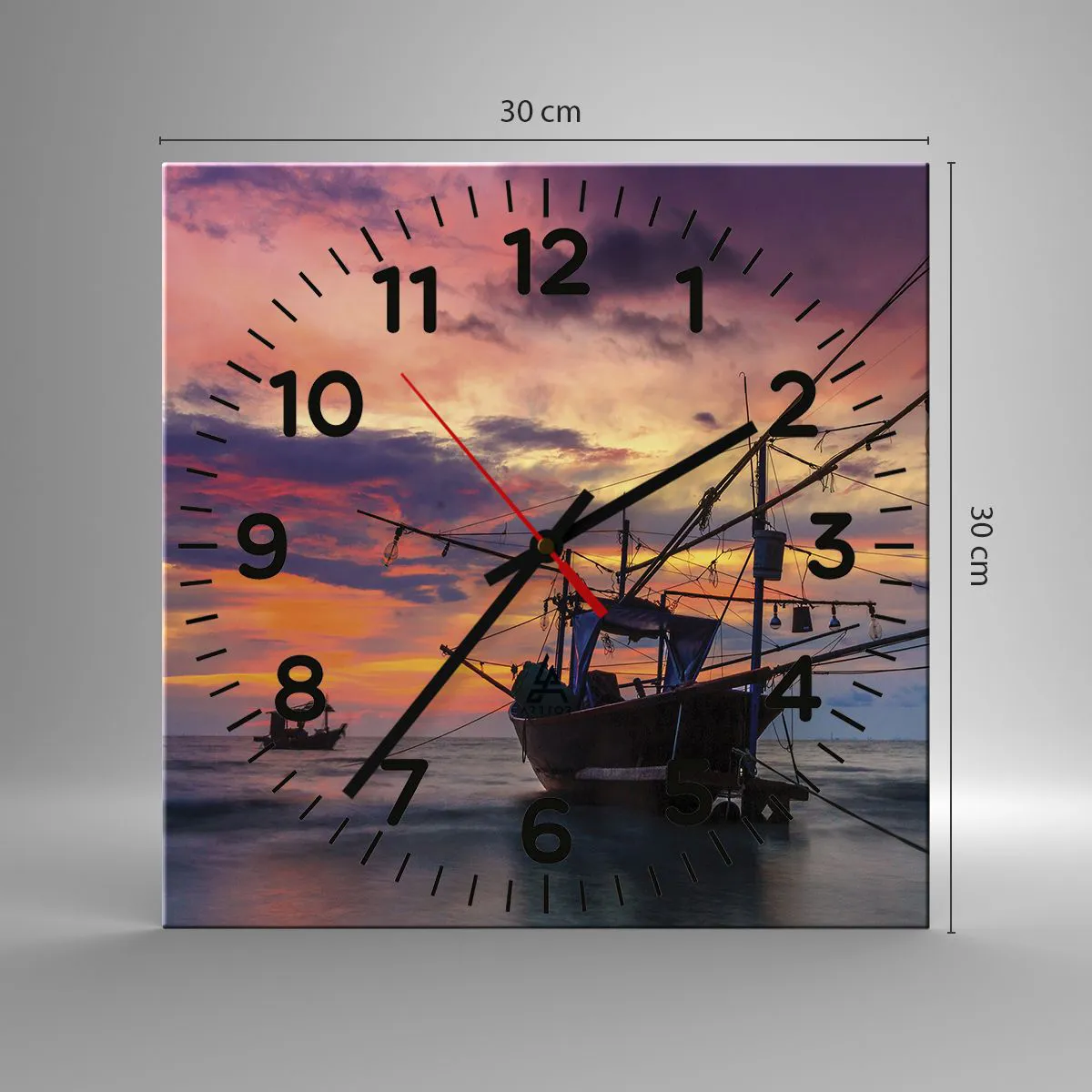 Wall clock - Clock on glass - Exotic Evening - 30x30 cm