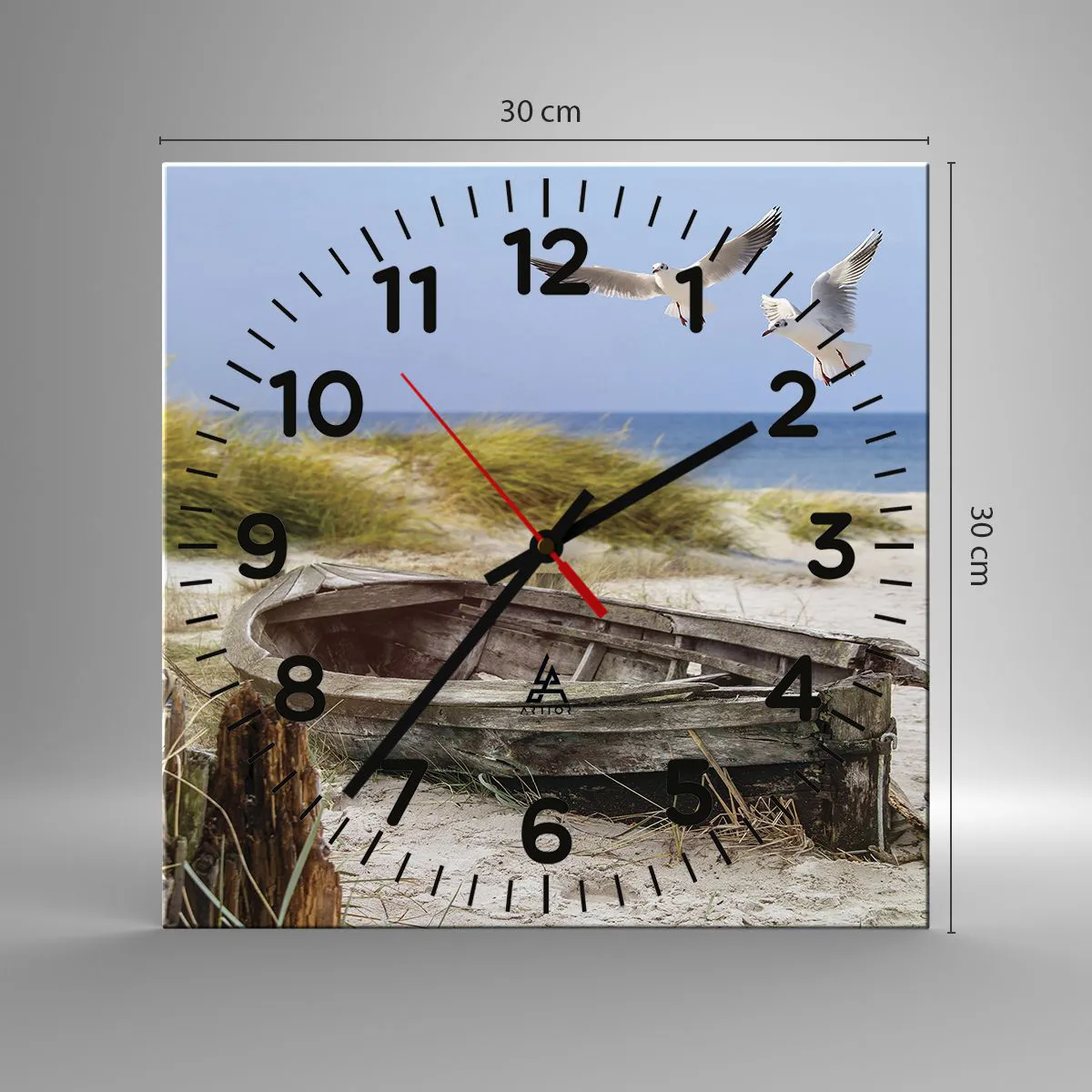Wall clock - Clock on glass - Bathed in the Sun - 30x30 cm