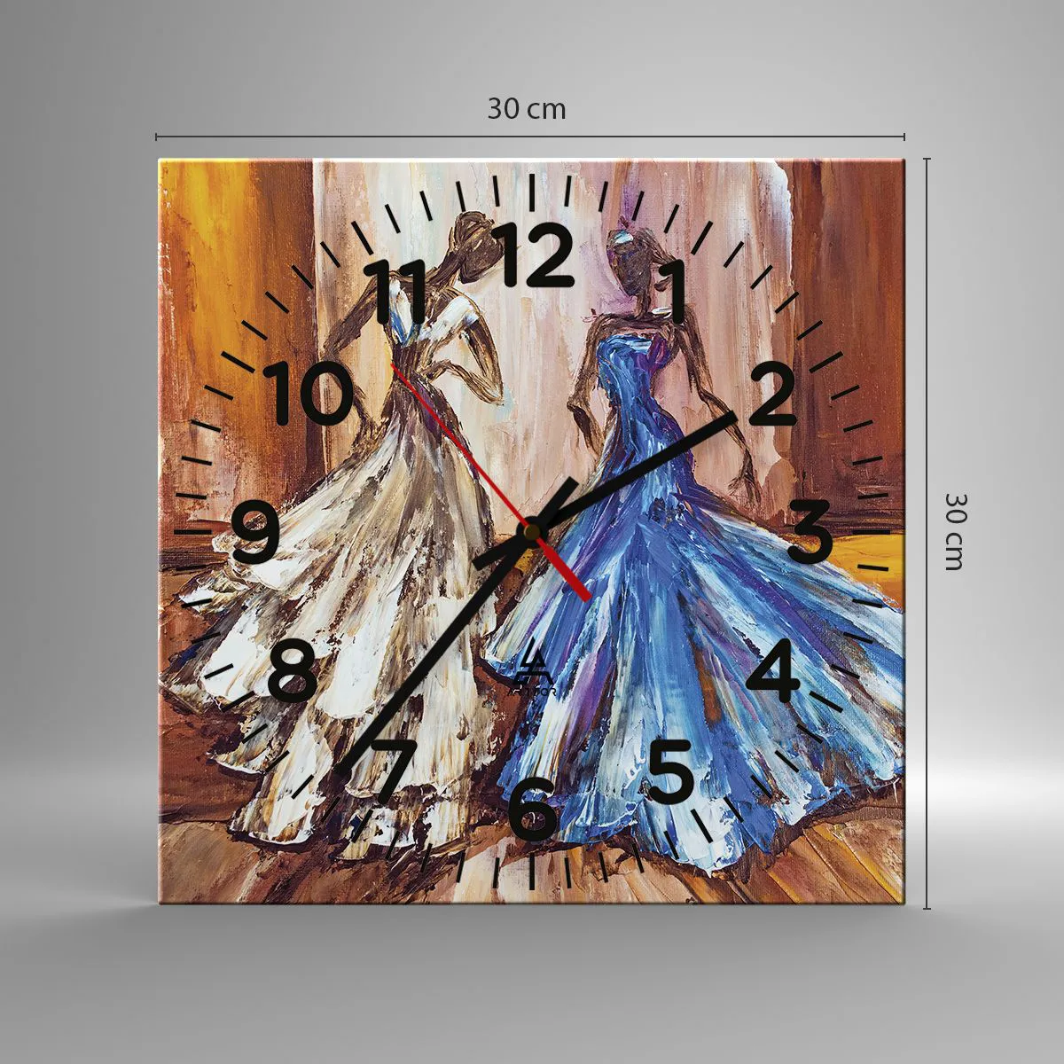 Ceas de perete - Ceas pe sticlă - Duetul fermecător - 30x30 cm