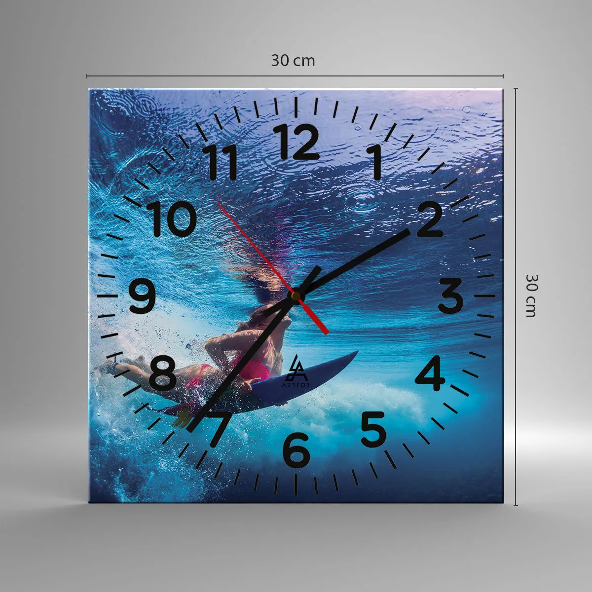 Ceas de perete - Ceas pe sticlă - Profunzimea bucuriei - 30x30 cm