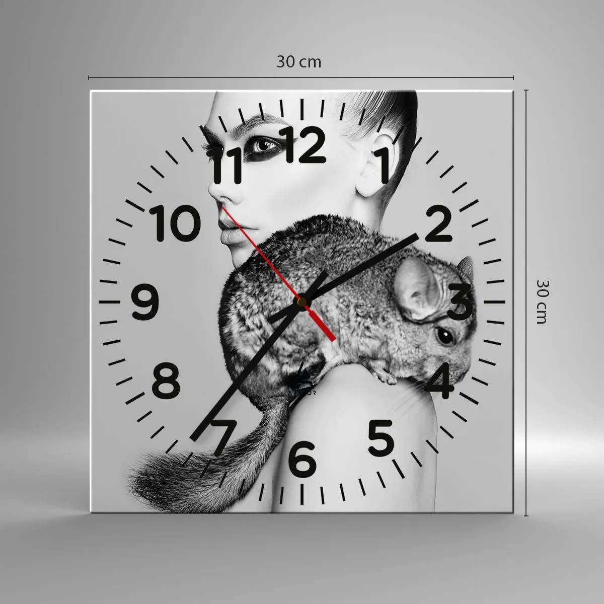 Horloge murale - Pendule murale - Dame au chinchilla - 30x30 cm
