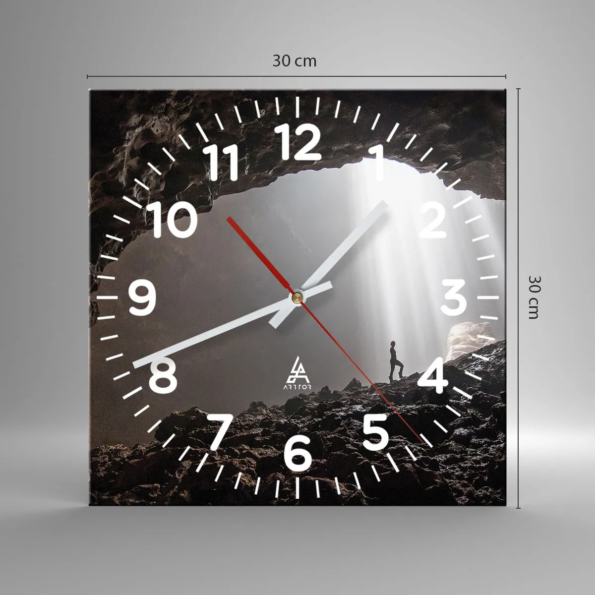 Ceas de perete - Ceas pe sticlă - Grota luminoasă - 30x30 cm