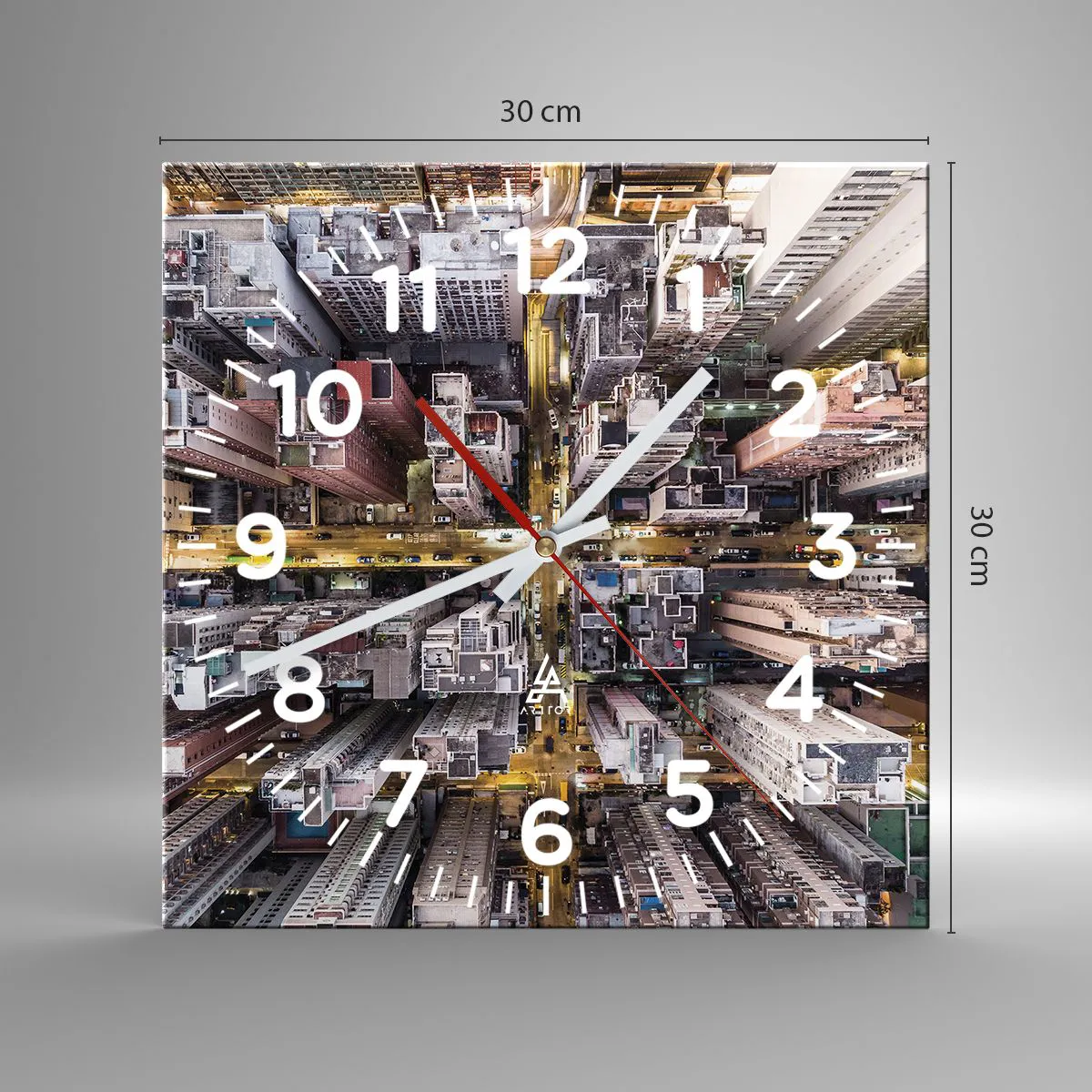 Wall clock - Clock on glass - Greetings from Hong Kong - 30x30 cm