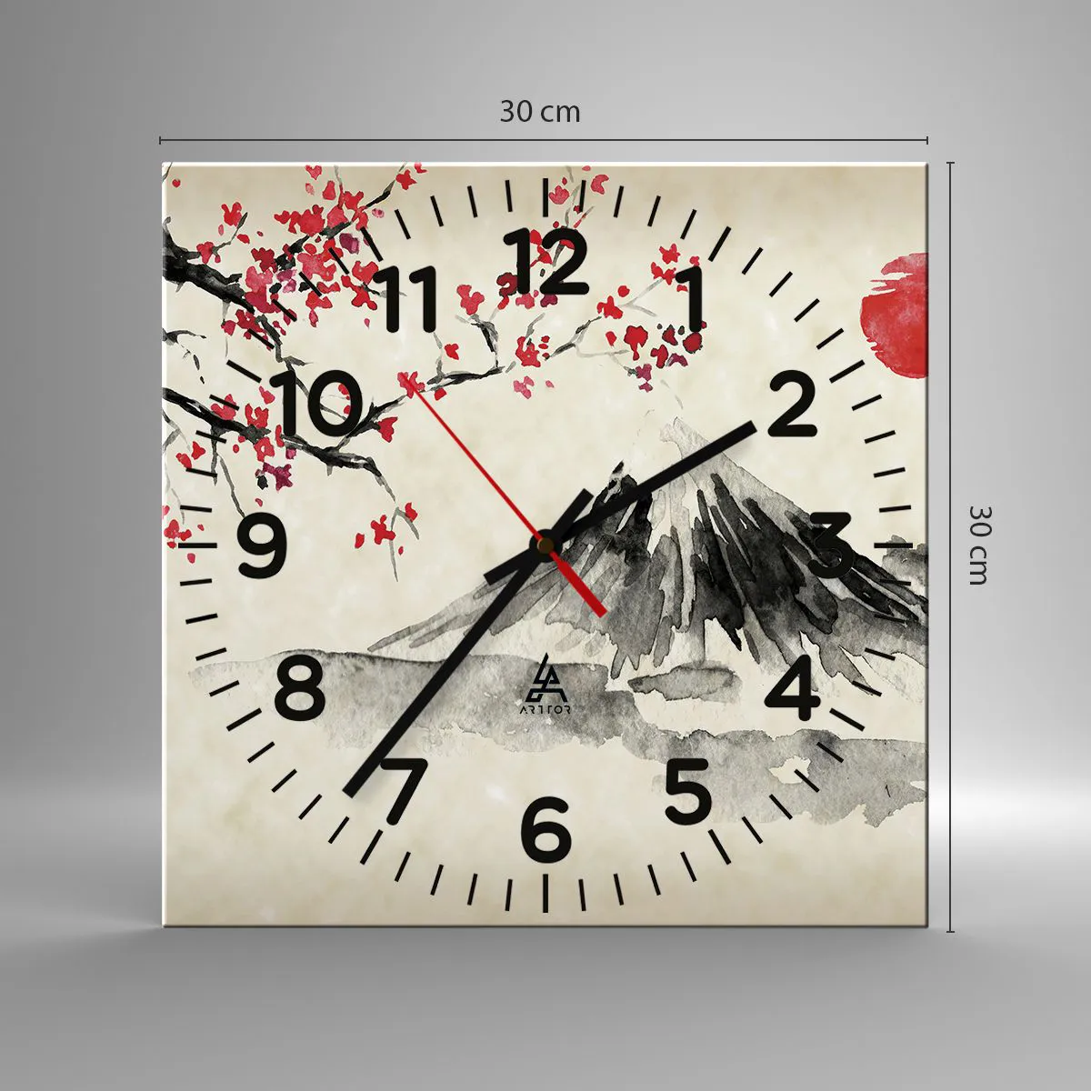 Ceas de perete - Ceas pe sticlă - Îndrăgostește-te de Japonia - 30x30 cm