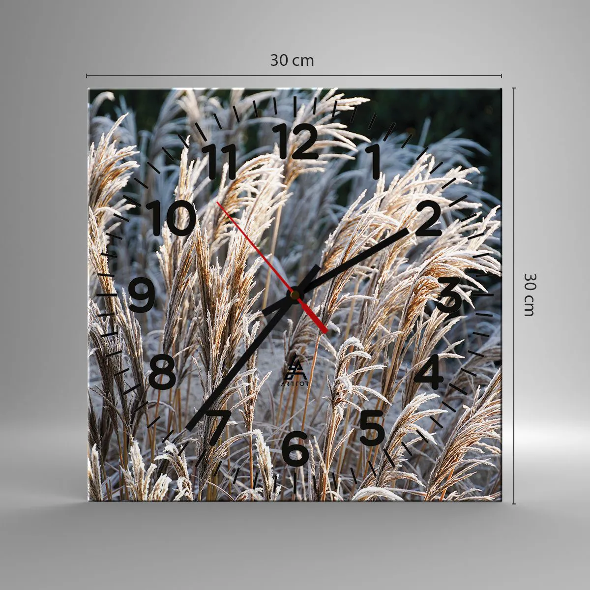 Wall clock - Clock on glass - Decorated with Frost - 30x30 cm