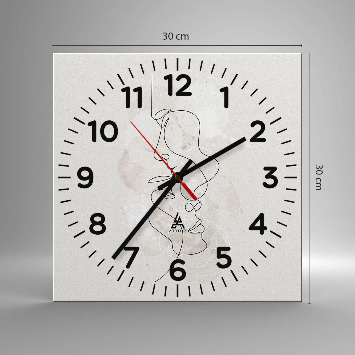 Wanduhr - Glasuhr - Verstrickt in eine Umarmung - 30x30 cm