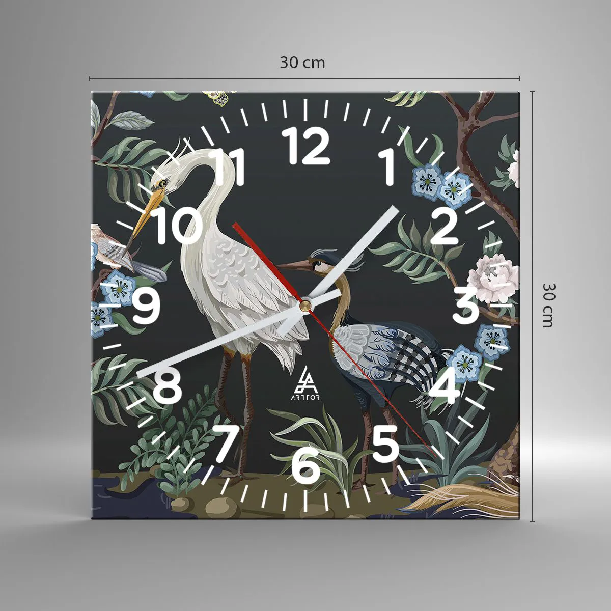 Horloge murale - Pendule murale - Parade d'oiseaux - 30x30 cm