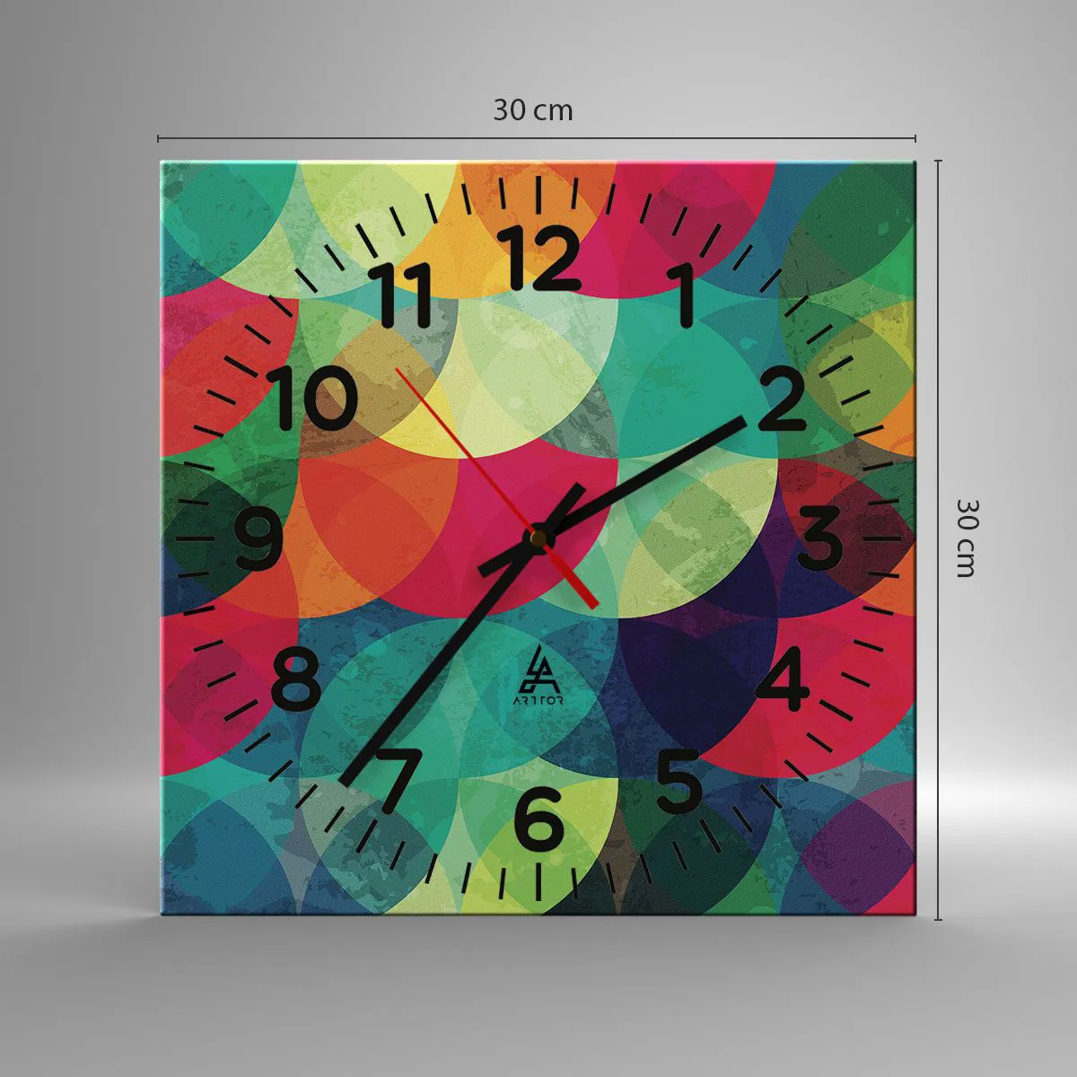 Ceas de perete - Ceas pe sticlă - Să intrăm în curcubeu - 30x30 cm