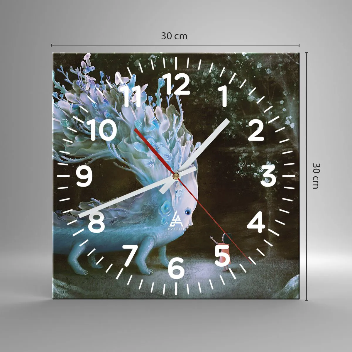 Ceas de perete - Ceas pe sticlă - Întâlnire fantastică - 30x30 cm
