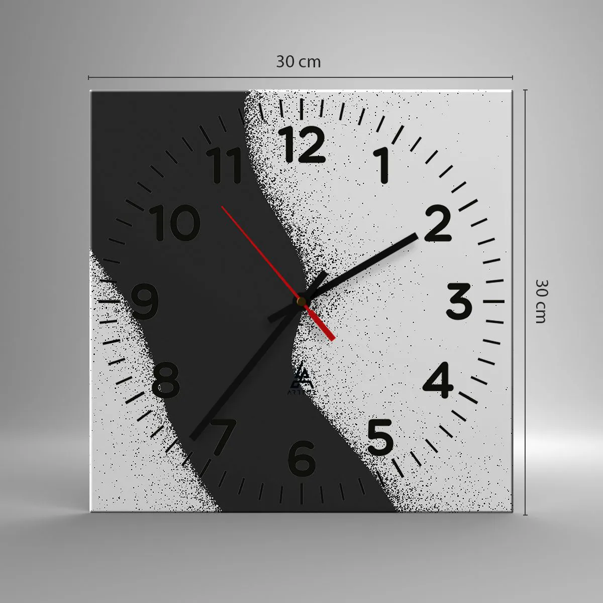 Ceas de perete - Ceas pe sticlă - Echilibru lichid - 30x30 cm