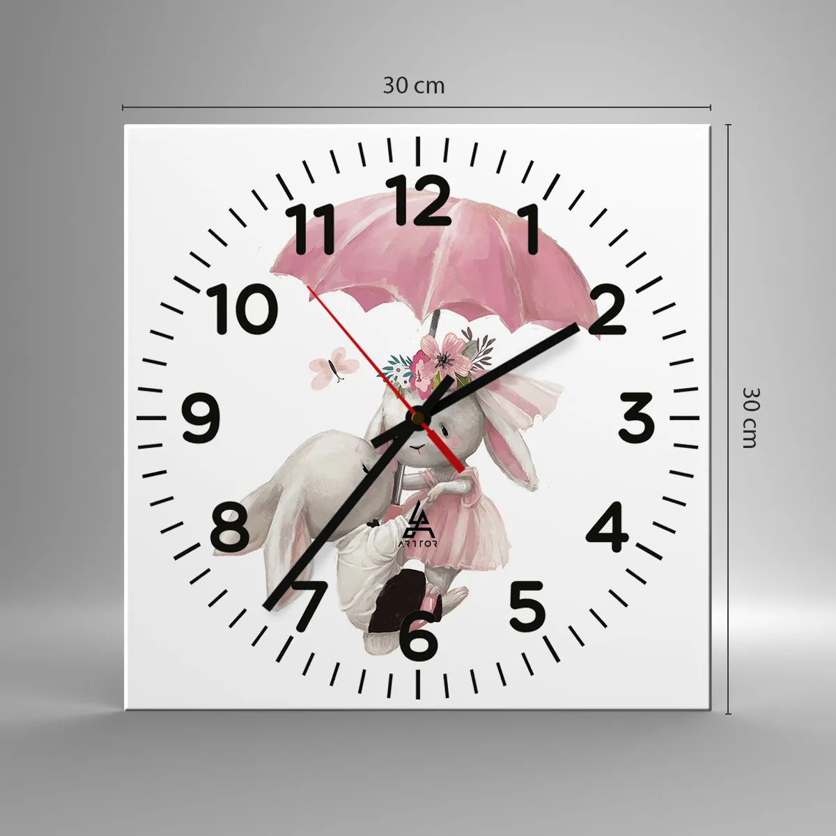 Ceas de perete - Ceas pe sticlă - Pur și simplu dragoste - 30x30 cm