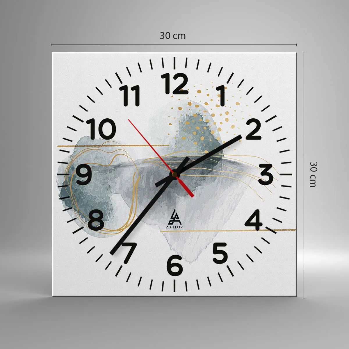 Horloge murale - Pendule murale - À propos de la relation entre le gris et l'or - 30x30 cm