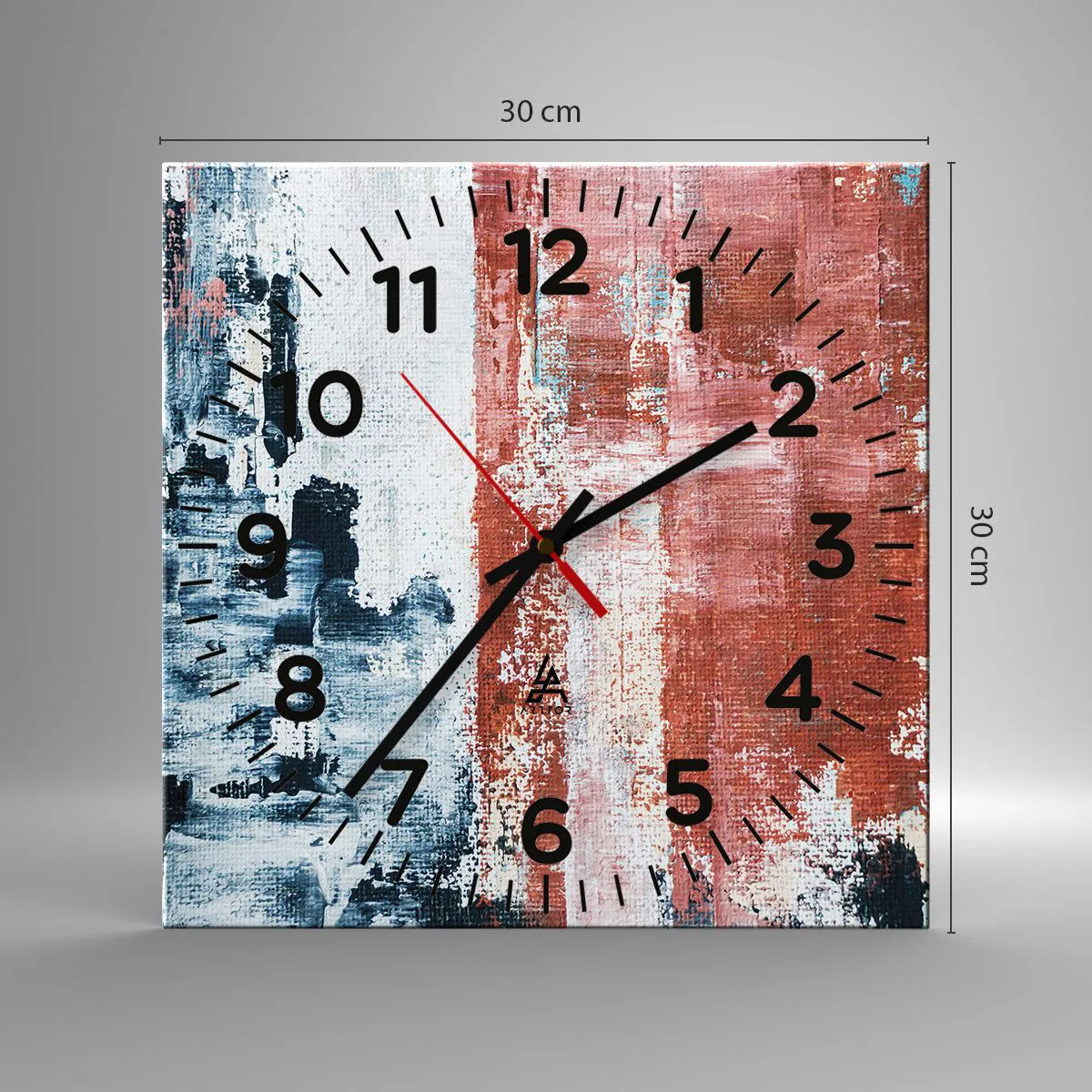 Wanduhr - Glasuhr - Fünfzig-Fünfzig abstrakt - 30x30 cm