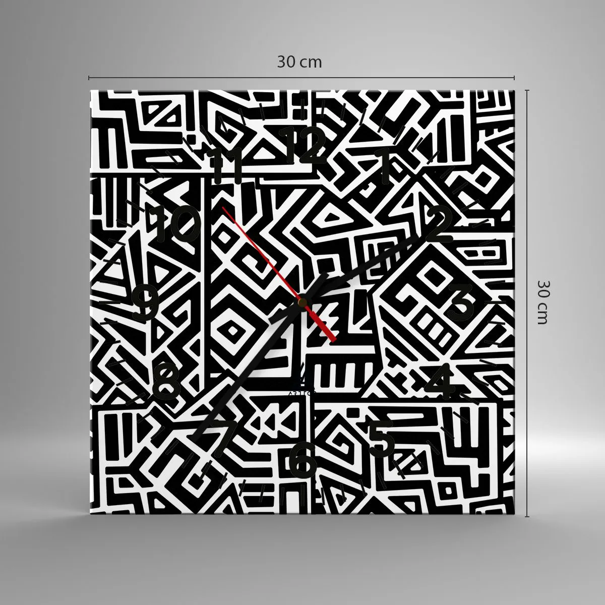 Ceas de perete - Ceas pe sticlă - Compoziție precolumbiană - 30x30 cm