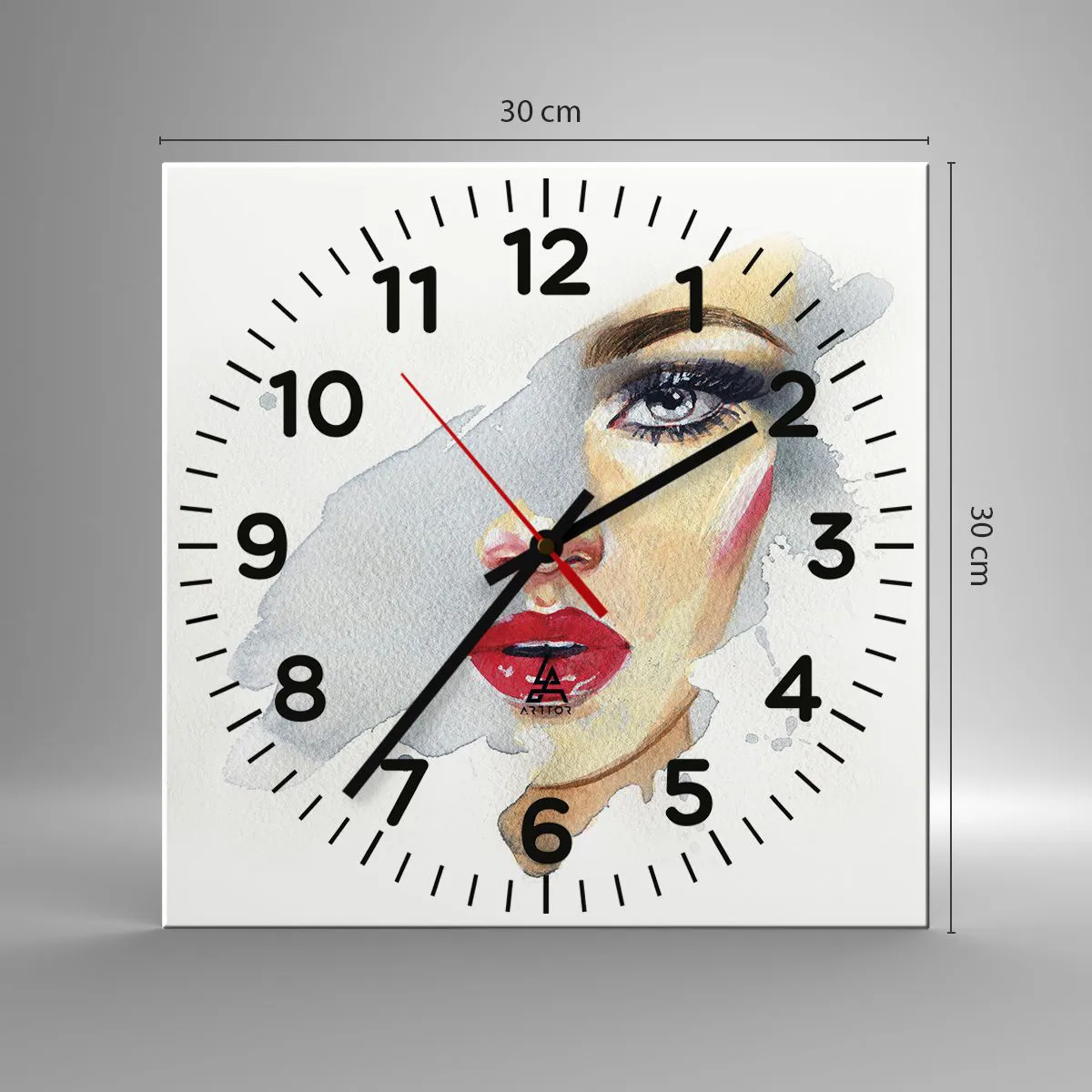 Reloj de pared - Reloj de vidrio - Reflejo en una gota de agua - 30x30 cm
