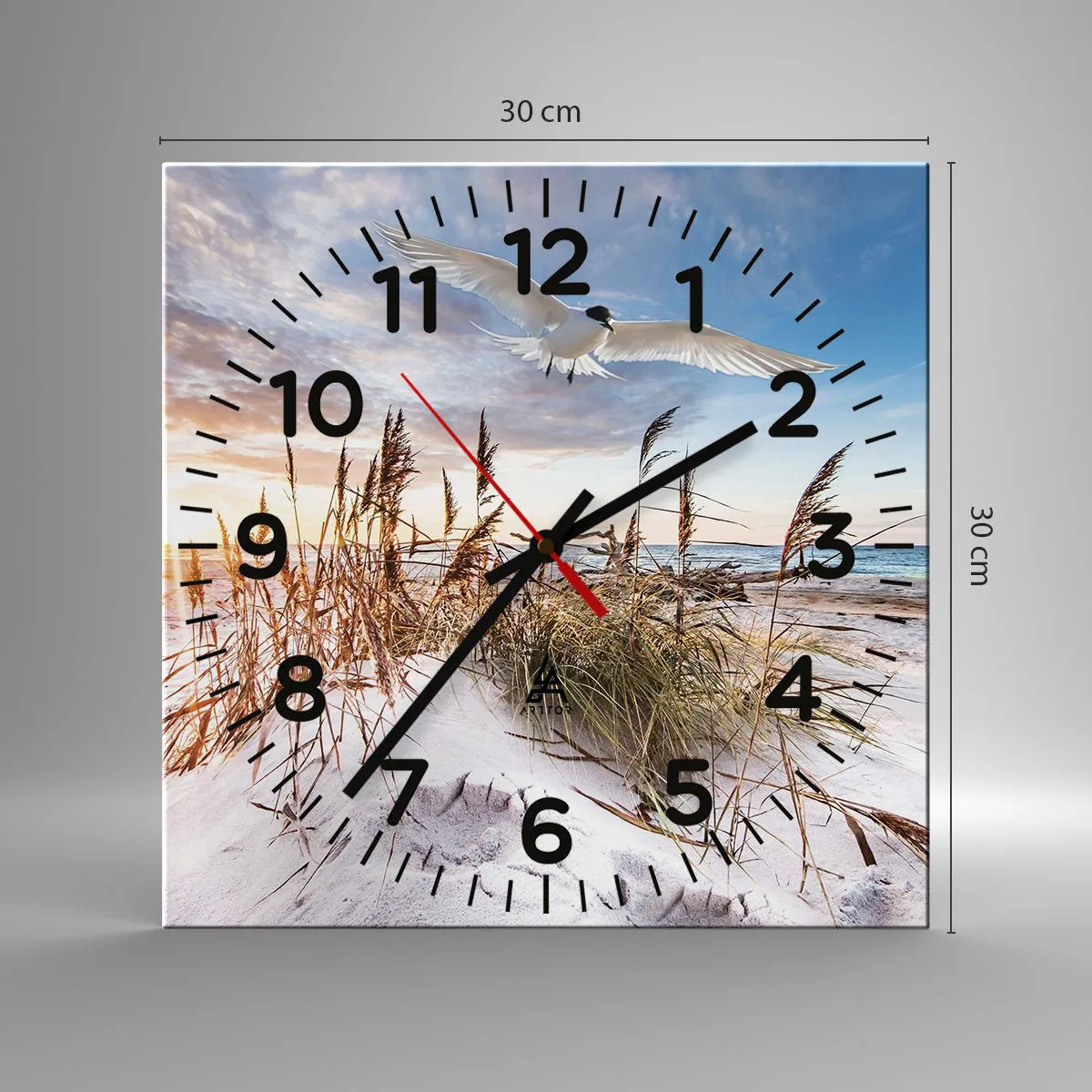 Relógio de parede - Relógio em vidro - Vento do mar - 30x30 cm