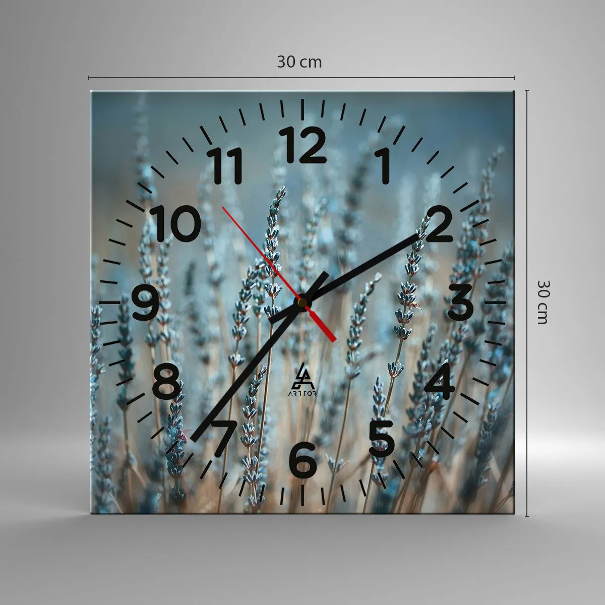 Väggklocka - Klocka på glas - Doftande åkermark - 30x30 cm