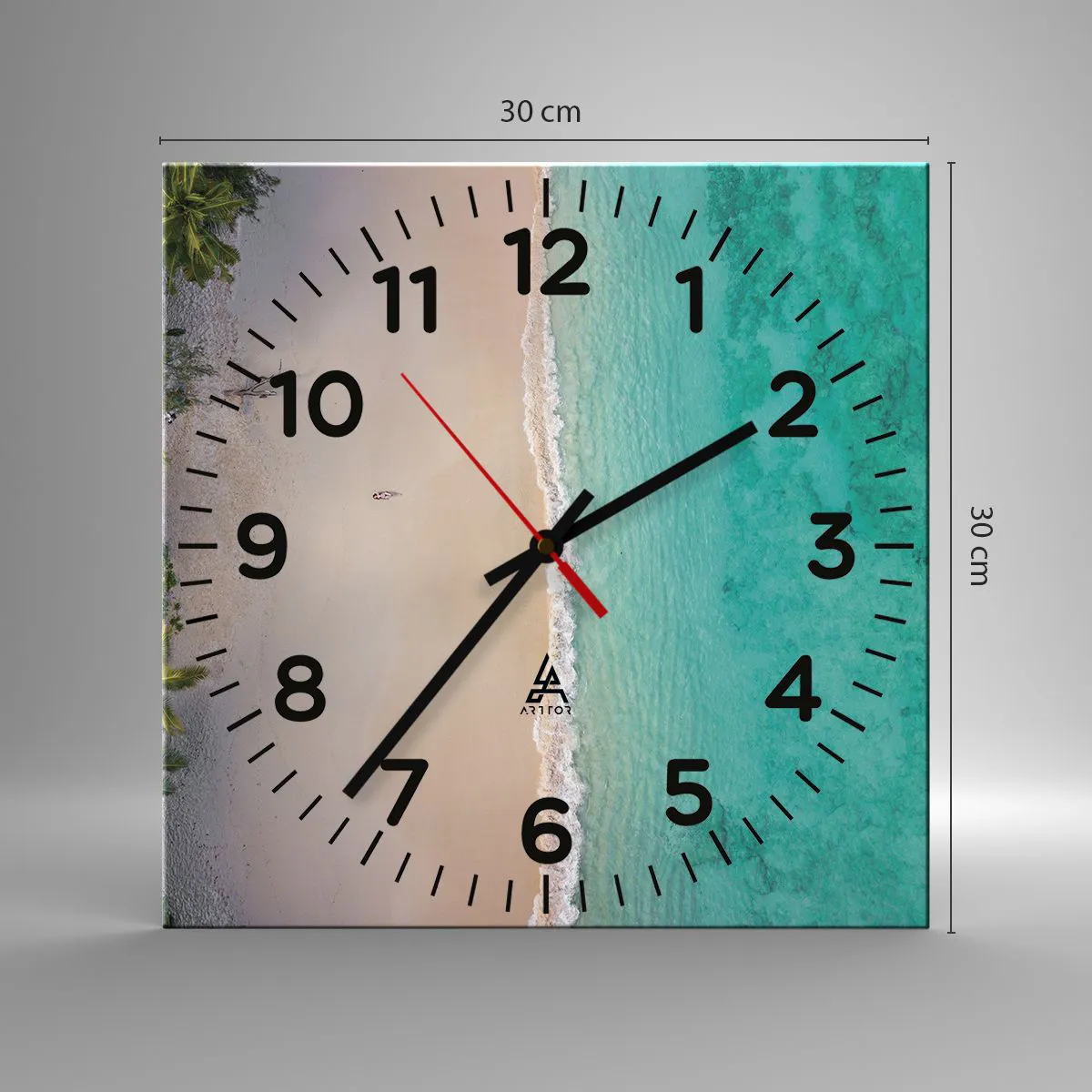 Wanduhr - Glasuhr - Paradiesstrand - 30x30 cm