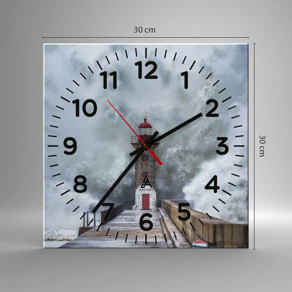 Ceas de perete - Ceas pe sticlă - Zgomotul apelor, sunetul vântului - 30x30 cm