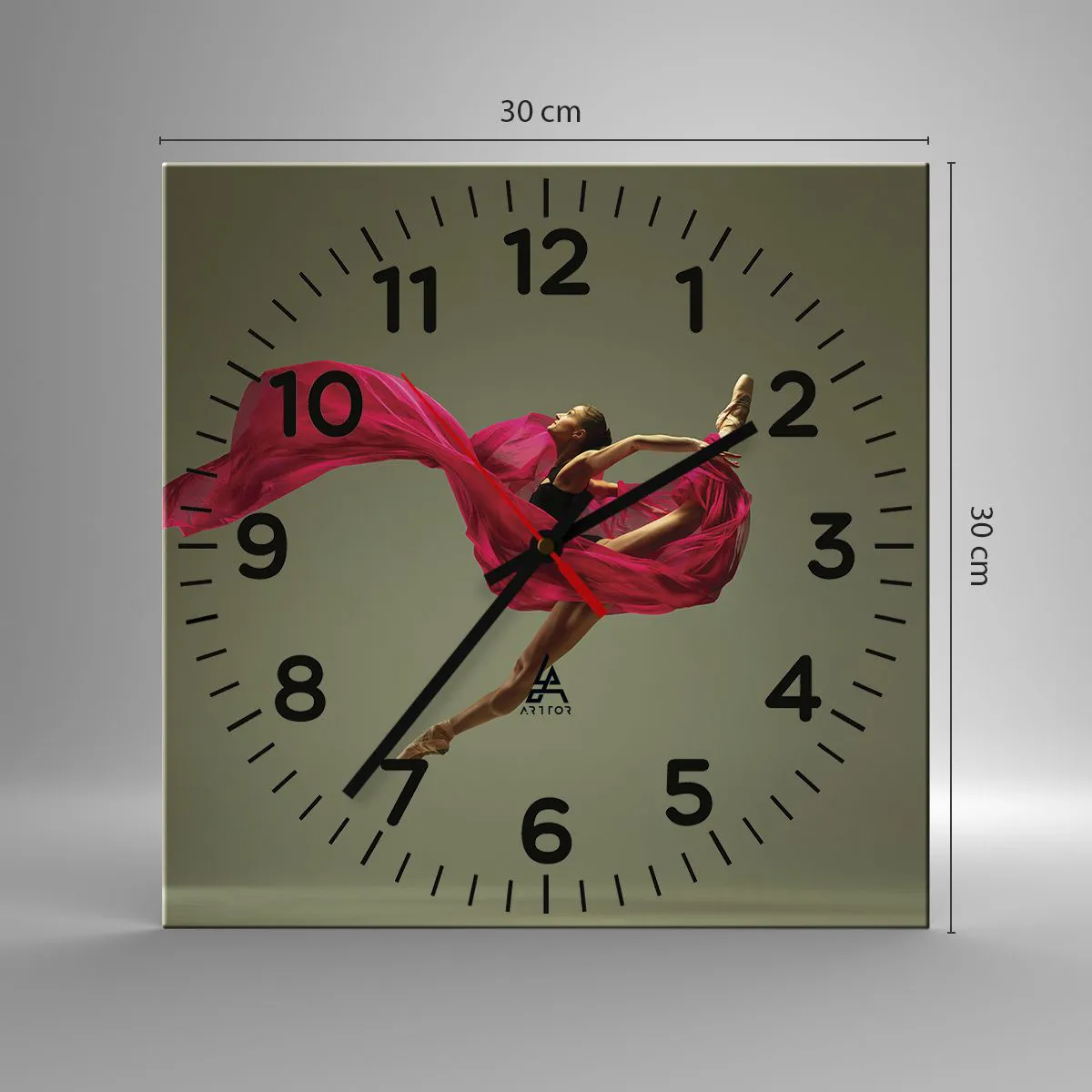 Ceas de perete - Ceas pe sticlă - Flacără dansatoare - 30x30 cm