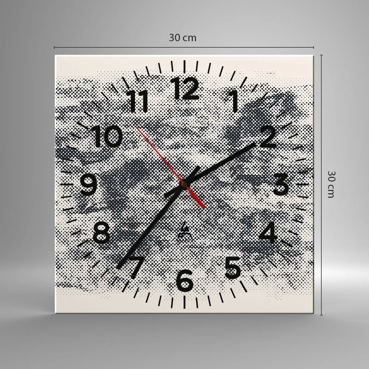 Väggklocka - Klocka på glas - Dimmig komposition - 30x30 cm
