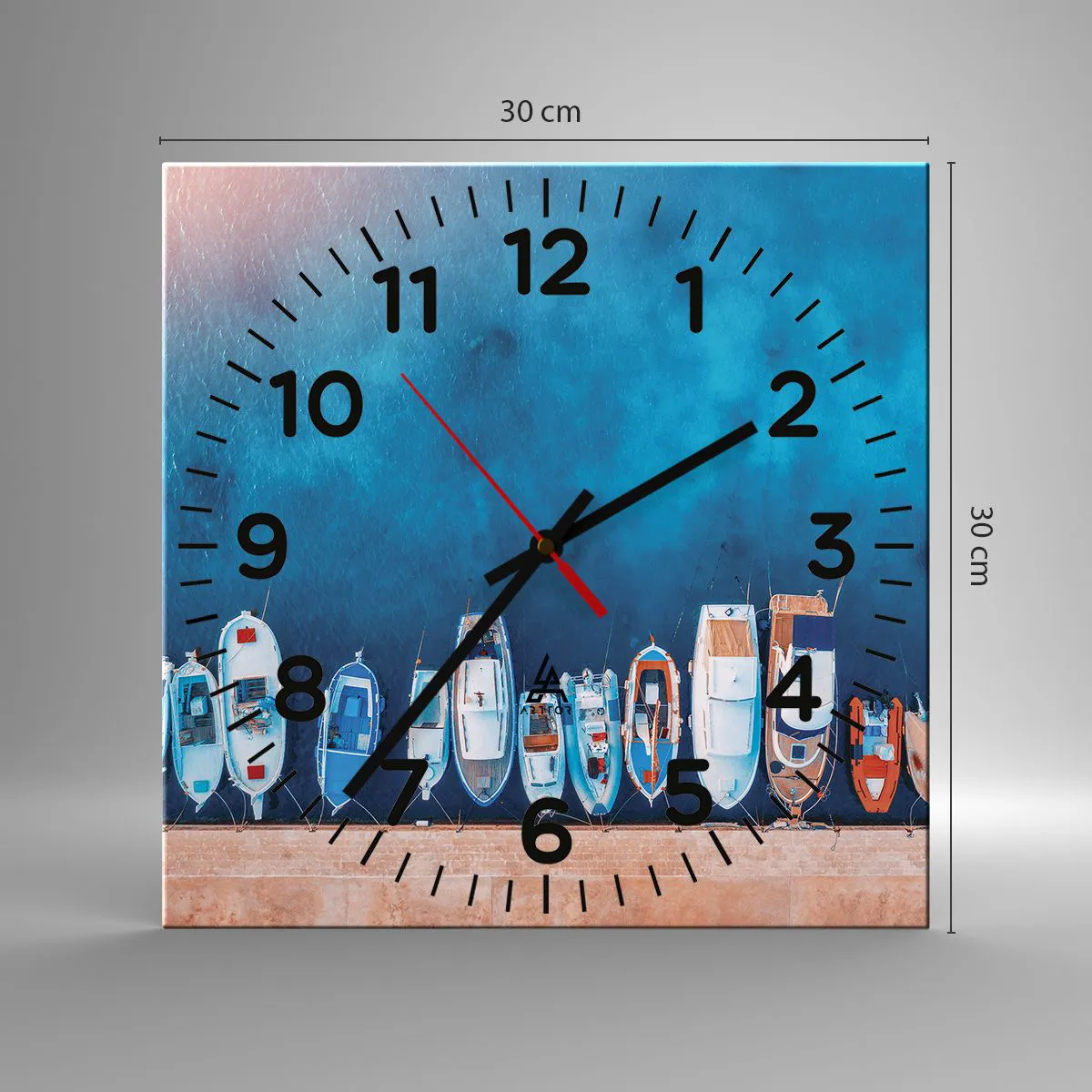 Wanduhr - Glasuhr - In einer Reihe - 30x30 cm