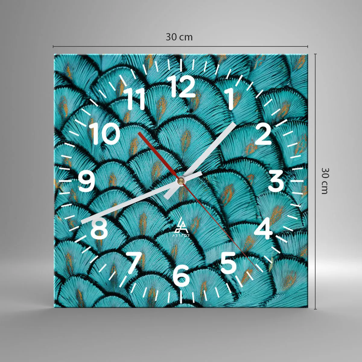 Relógio de parede - Relógio em vidro - A grande gala de penas - 30x30 cm