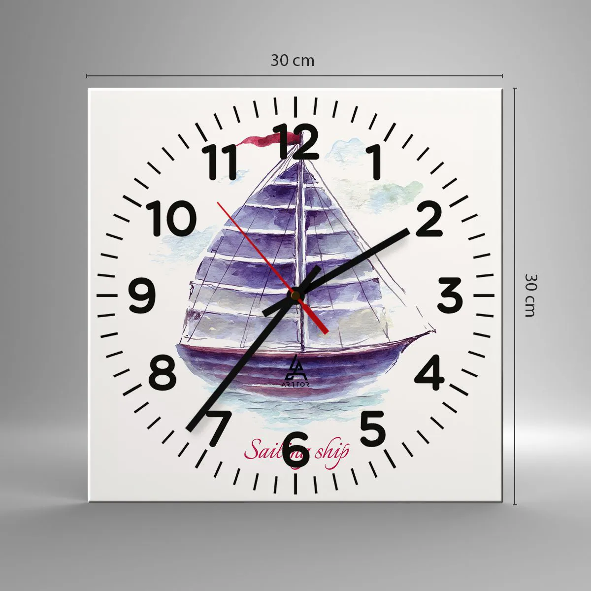 Horloge murale - Pendule murale - Plein de voiles et d’eau calme - 30x30 cm