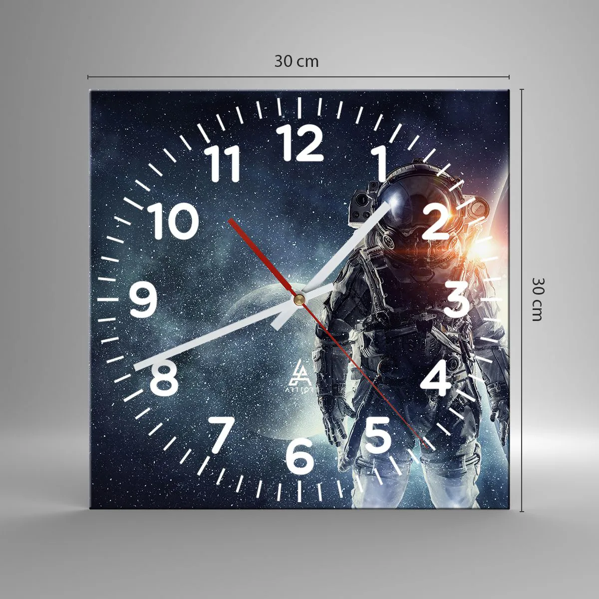 Wanduhr - Glasuhr - Weltraumabenteuer - 30x30 cm