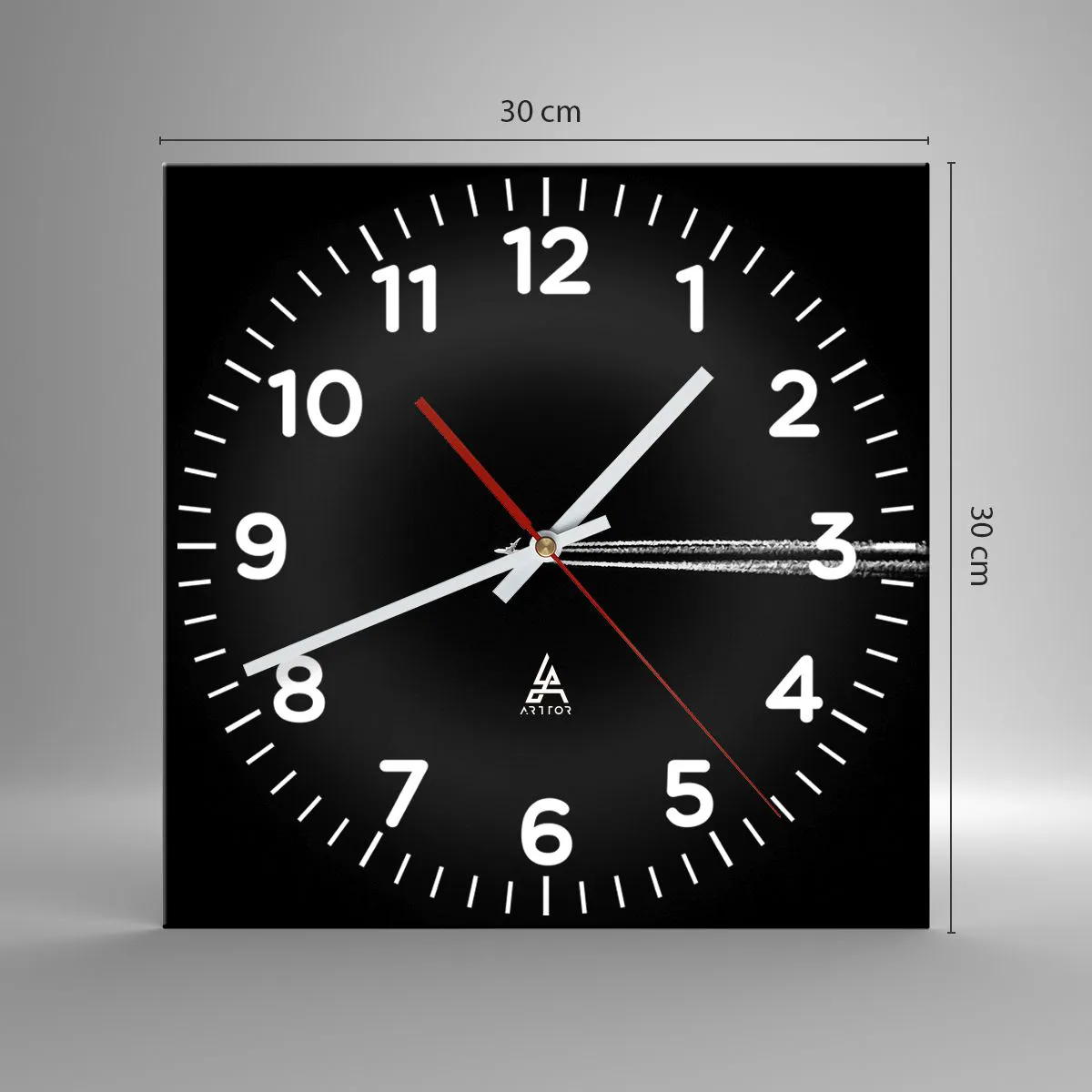 Väggklocka - Klocka på glas - I en annan dimension - 30x30 cm