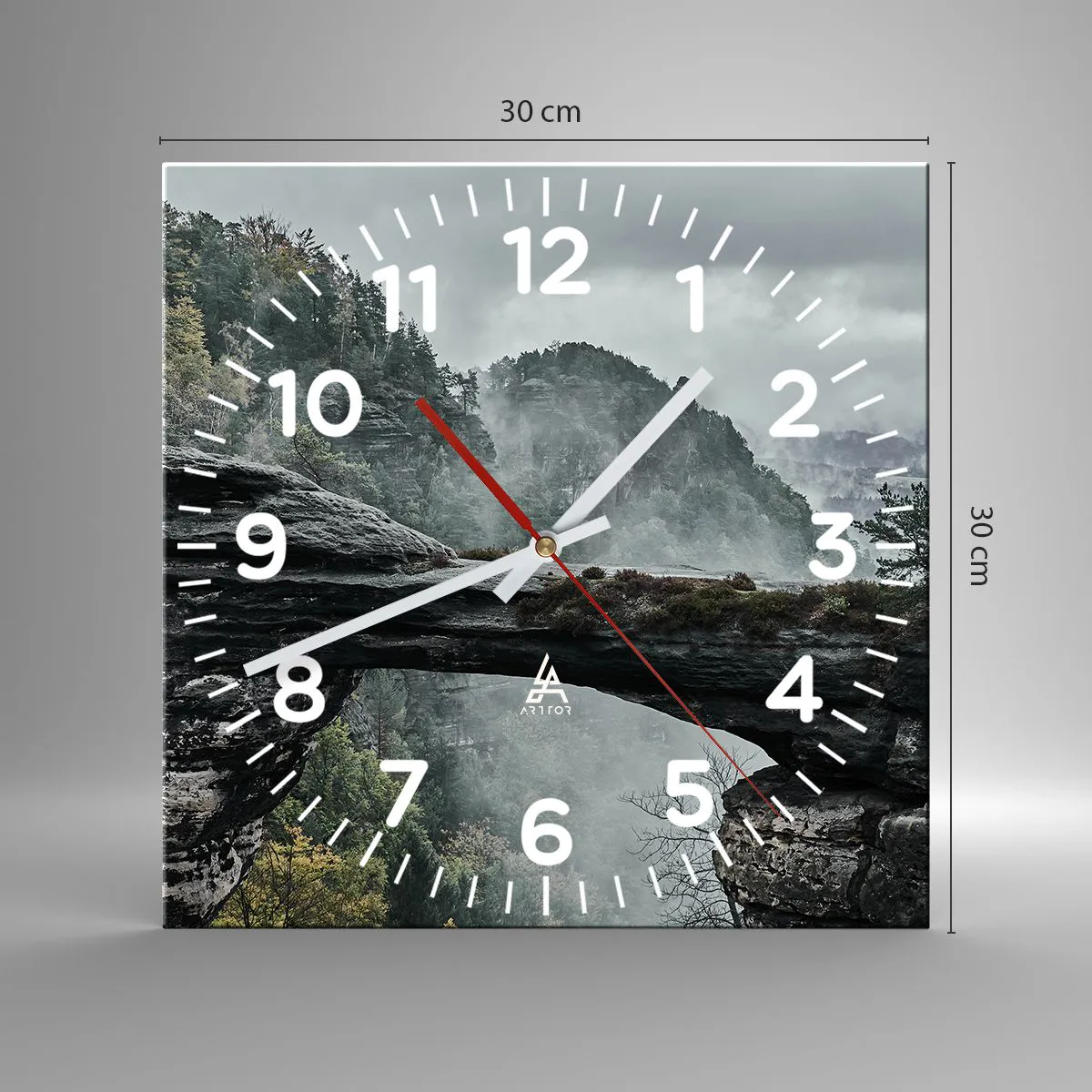 Wanduhr - Glasuhr - Abenteuer beginnt gleich - 30x30 cm