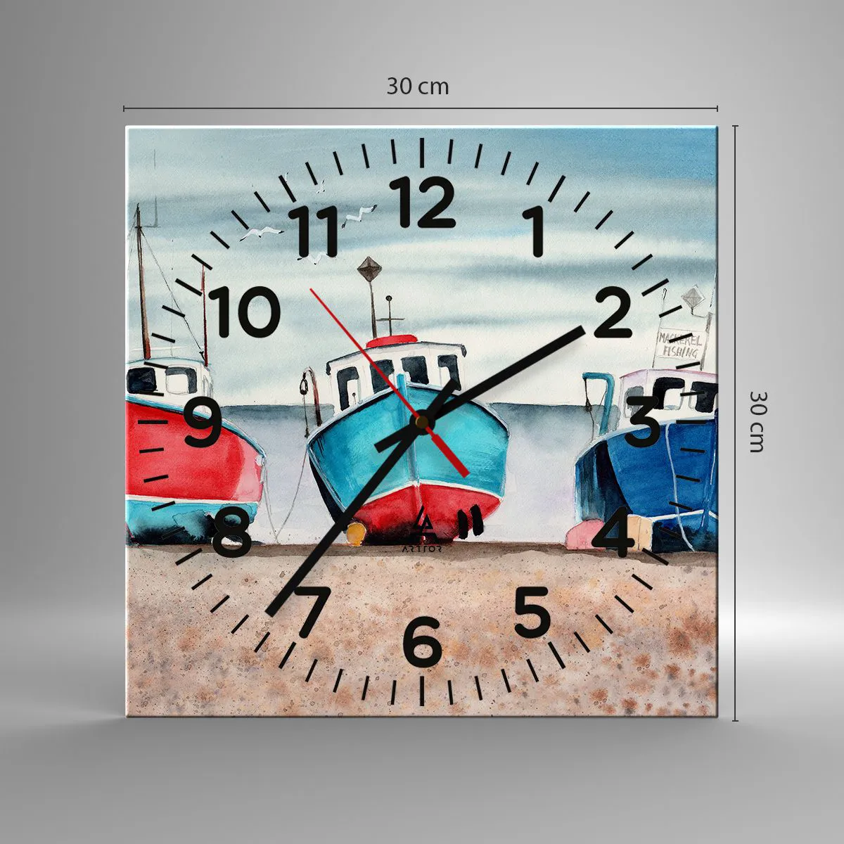 Zegar ścienny - Gotowe na połów - 30x30 cm