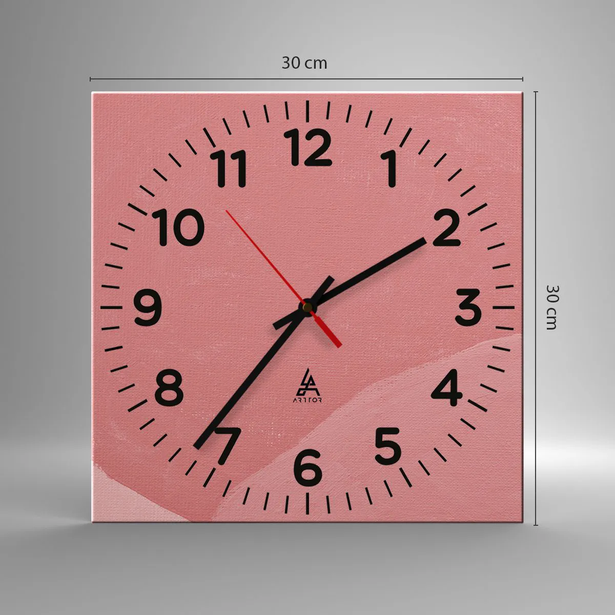 Ceas de perete - Ceas pe sticlă - Compoziție organică în roz - 30x30 cm