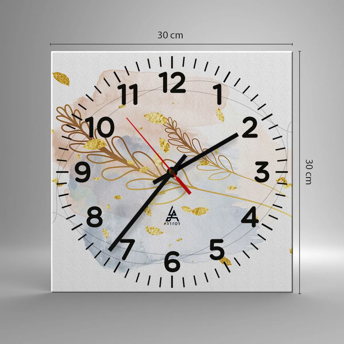 Reloj de pared - Reloj de vidrio - Ráfaga dorada - 30x30 cm