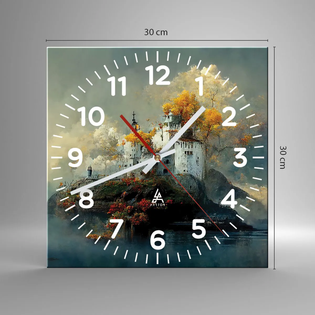 Wall clock - Clock on glass - Beginning of a Romantic Tale - 30x30 cm