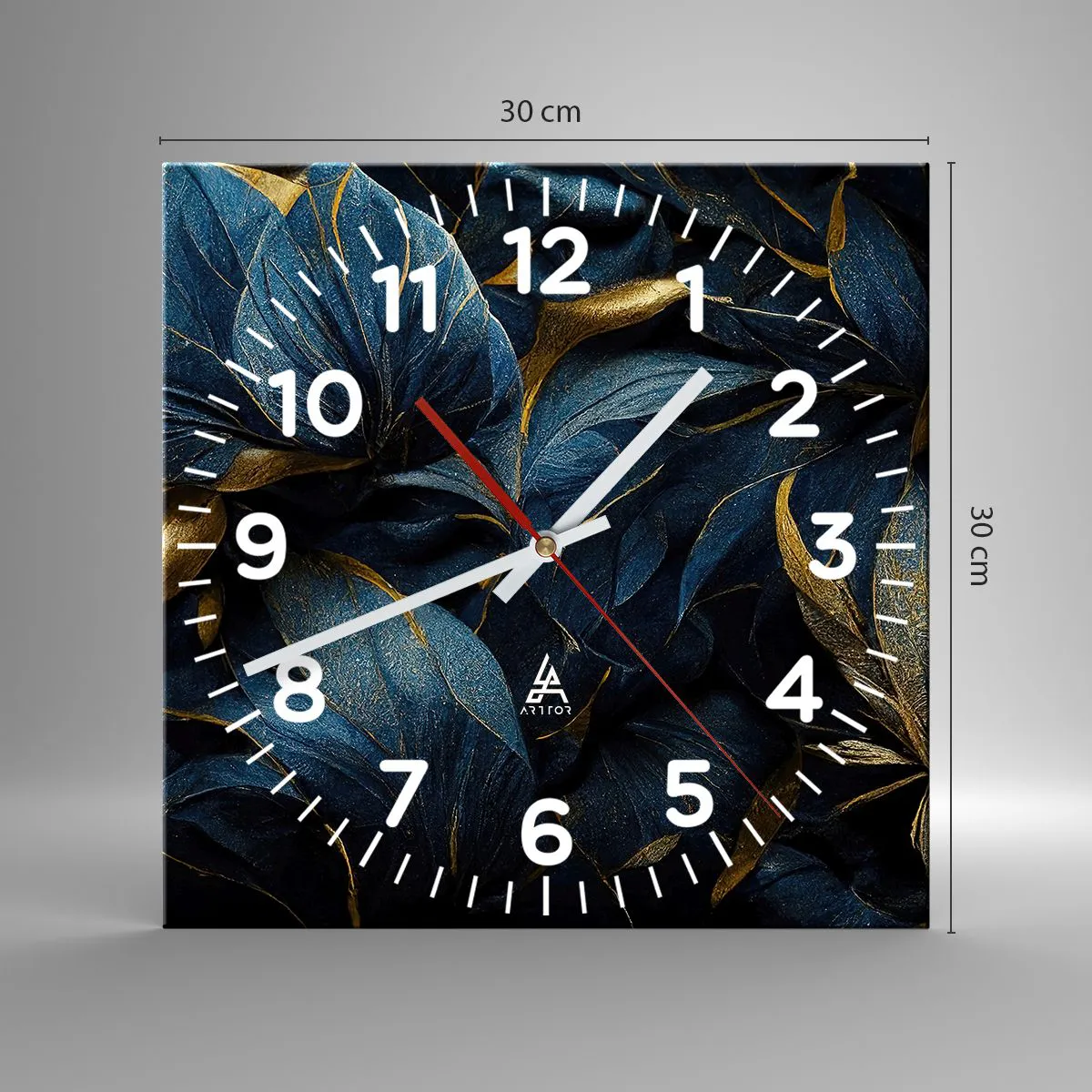 Orologio da parete - Orologio in Vetro - Foderati d'oro - 30x30 cm