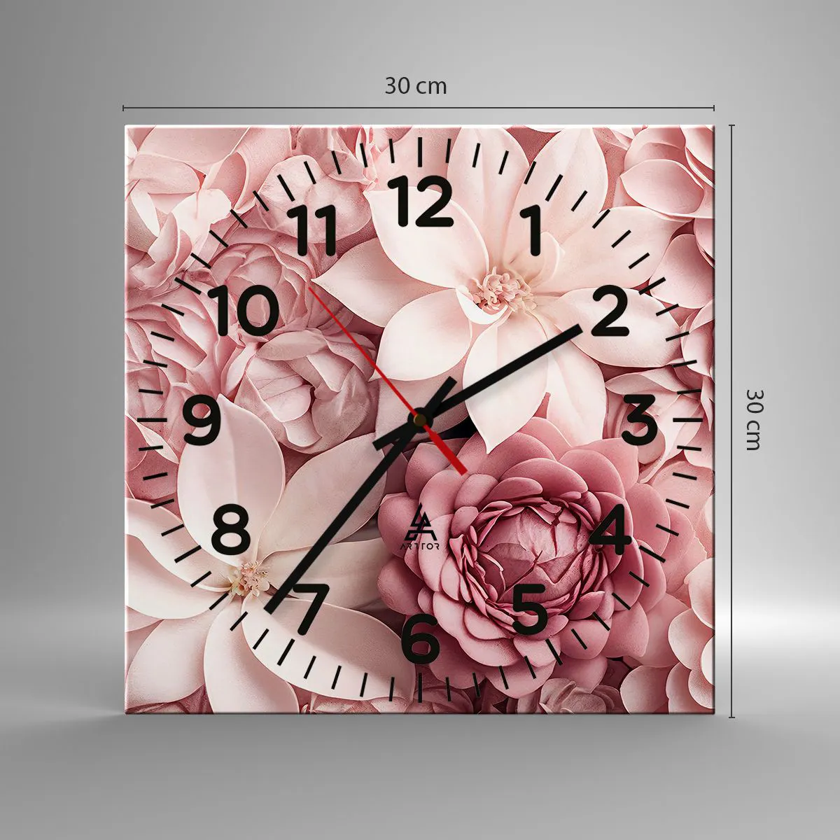Horloge murale - Pendule murale - Dans les pétales roses - 30x30 cm