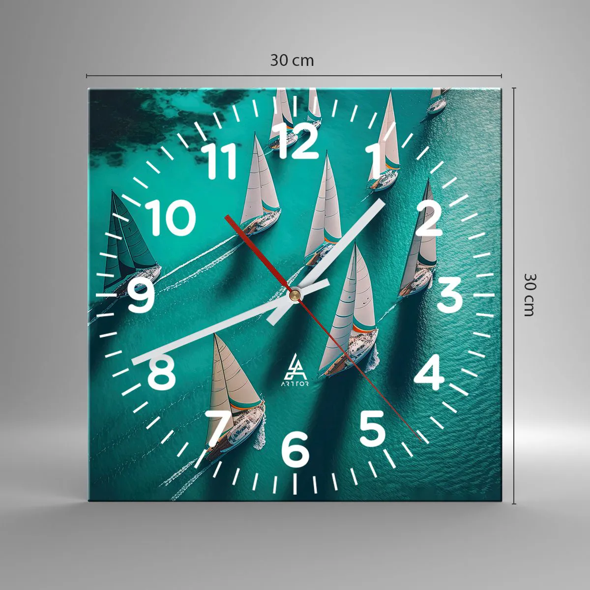 Relógio de parede - Relógio em vidro - Numa competição com o vento - 30x30 cm
