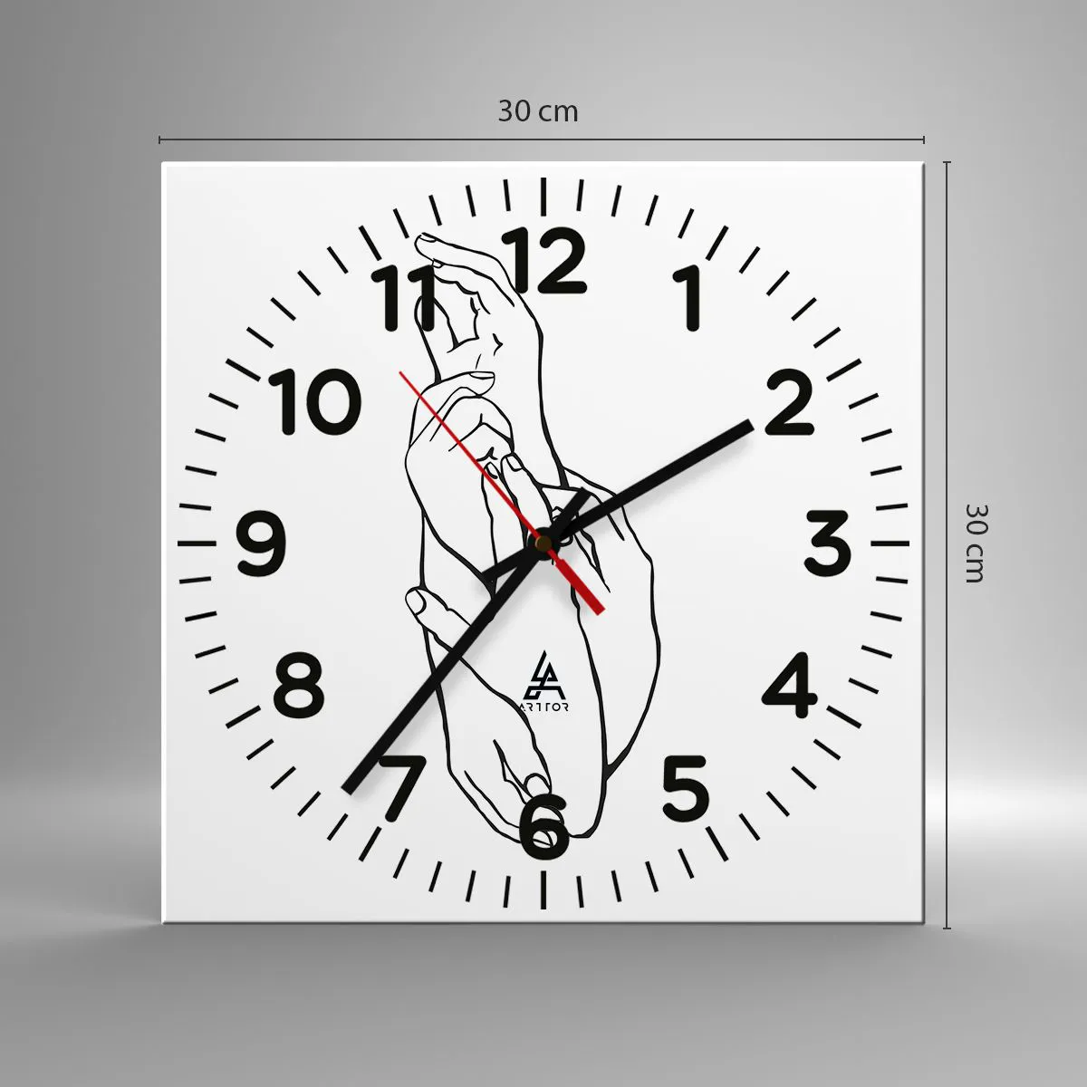 Ceas de perete - Ceas pe sticlă - Atingere bună - 30x30 cm