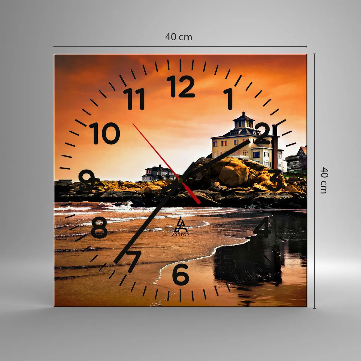Wall clock - Clock on glass - Elegance of a West Coast - 40x40 cm