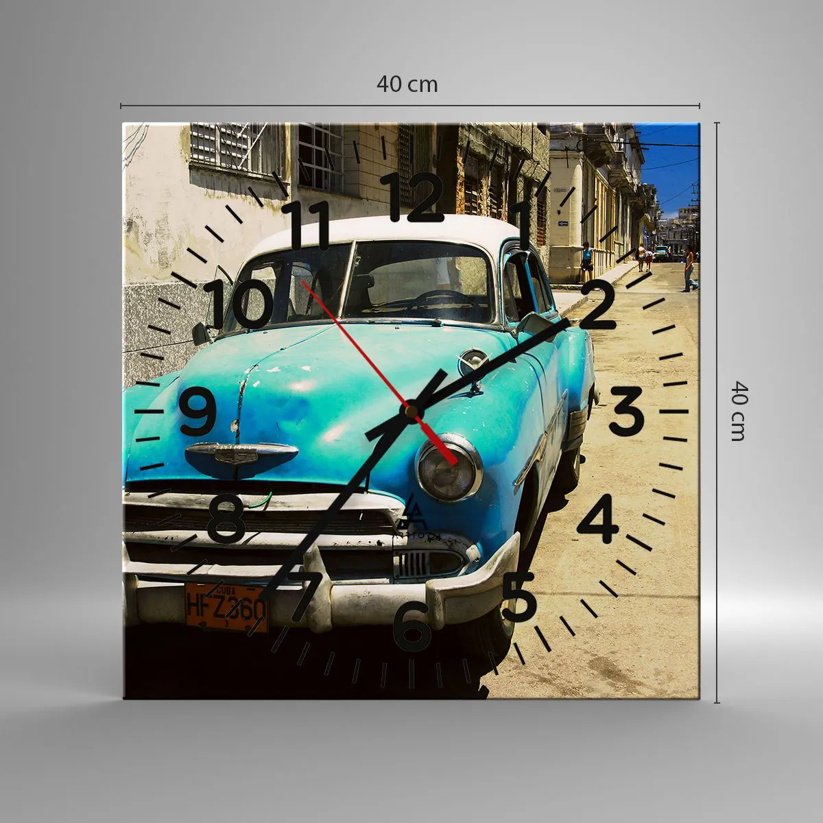 Reloj de pared - Reloj de vidrio - ¡Viva Cuba! - 40x40 cm